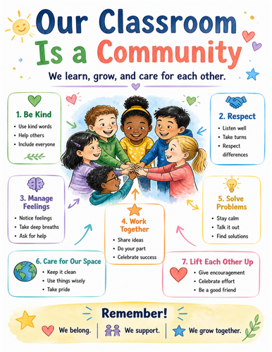 Our Classroom Is a Community I Educational Poster I Classroom Decor