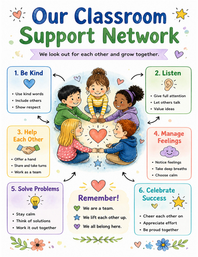 Our Classroom Support Network I Educational Poster I Classroom Decor