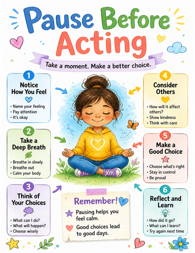 Pause Before Acting I Educational Poster I Classroom Decor