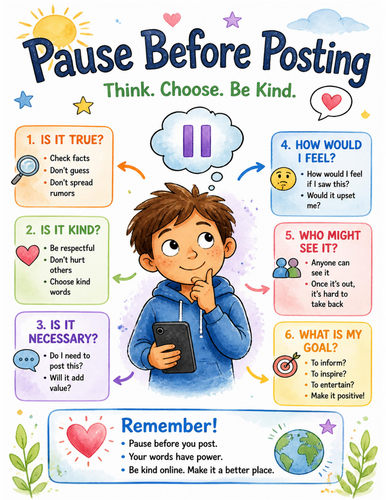 Pause Before Posting I Educational Poster I Classroom Decor