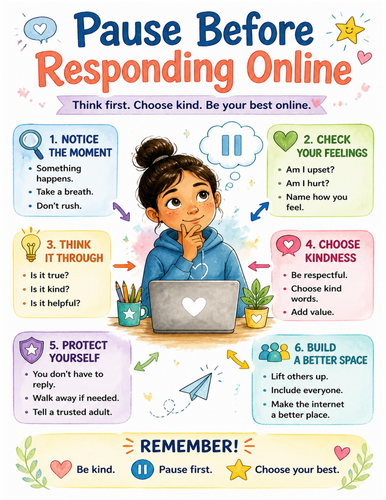 Pause Before Responding Online I Educational Poster I Classroom Decor