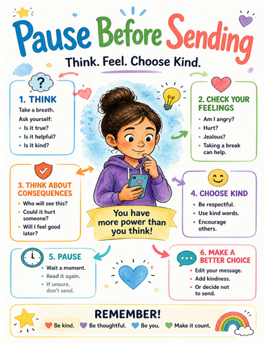 Pause Before Sending I Educational Poster I Classroom Decor