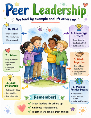 Peer Leadership I Educational Poster I Classroom Decor