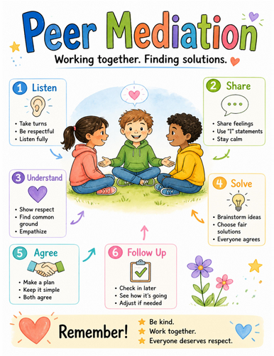 Peer Mediation I Educational Poster I Classroom Decor