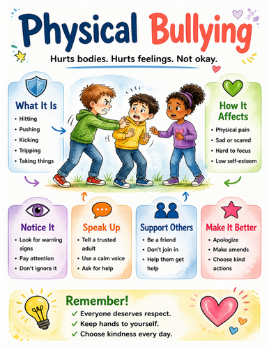 Physical Bullying I Educational Poster I Classroom Decor