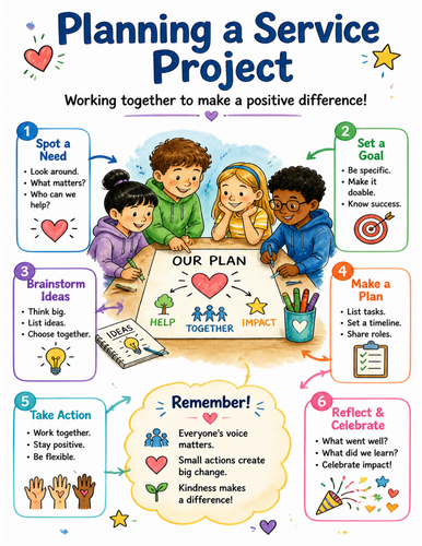Planning a Service Project I Educational Poster I Classroom Decor