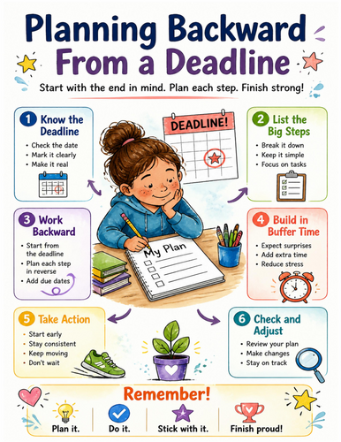 Planning Backward From a Deadline I Educational Poster I Classroom Decor