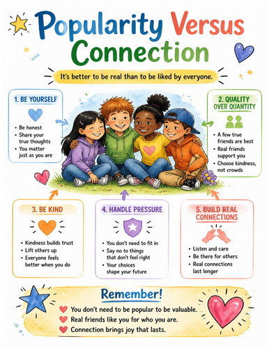 Popularity Versus Connection I Educational Poster I Classroom Decor