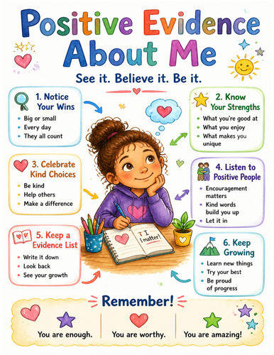 Positive Evidence About Me I Educational Poster I Classroom Decor