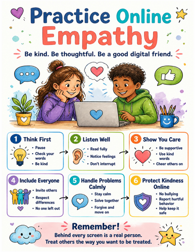 Practice Online Empathy I Educational Poster I Classroom Decor