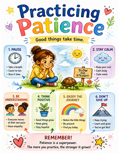 Practicing Patience I Educational Poster I Classroom Decor