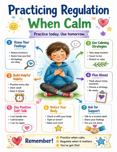 Practicing Regulation When Calm I Educational Poster I Classroom Decor