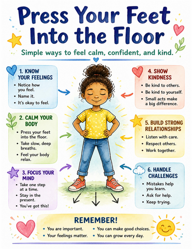 Press Your Feet Into the Floor I Educational Poster I Classroom Decor