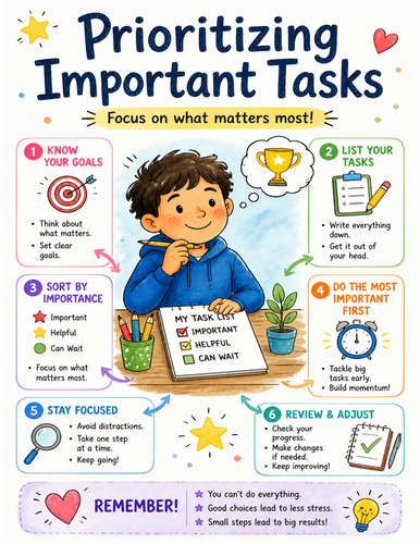 Prioritizing Important Tasks I Educational Poster I Classroom Decor