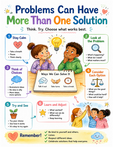 Problems Can Have More Than One Solution I Educational Poster I Classroom Decor