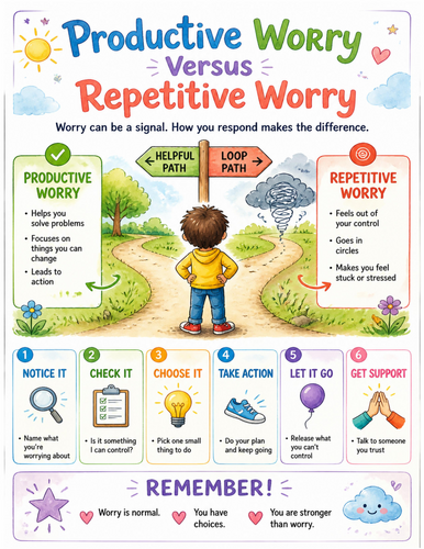 Productive Worry Versus Repetitive Worry I Educational Poster I Classroom Decor