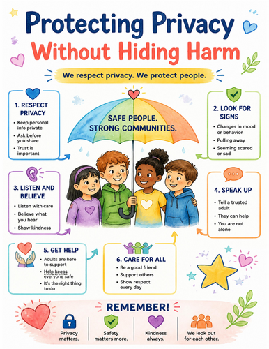 Protecting Privacy Without Hiding Harm I Educational Poster I Classroom Decor