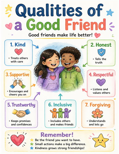 Qualities of a Good Friend I Educational Poster I Classroom Decor