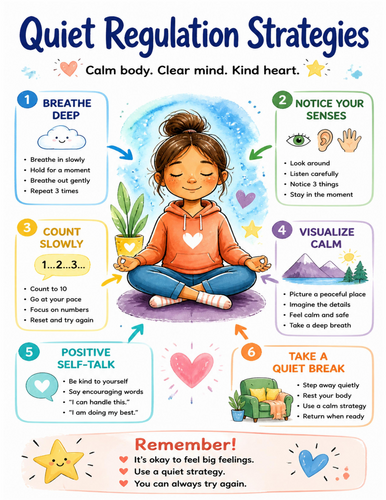 Quiet Regulation Strategies I Educational Poster I Classroom Decor