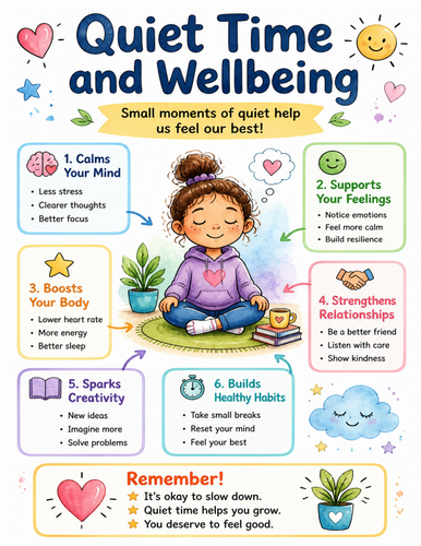 Quiet Time and Wellbeing I Educational Poster I Classroom Decor