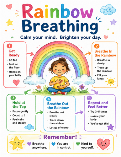 Rainbow Breathing I Educational Poster I Classroom Decor