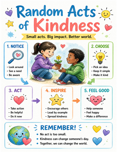 Random Acts of Kindness I Educational Poster I Classroom Decor