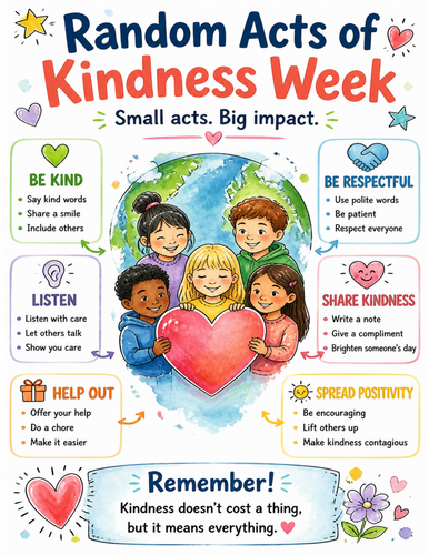 Random Acts of Kindness Week I Educational Poster I Classroom Decor