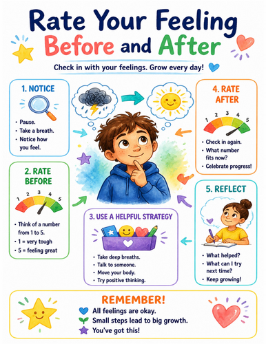 Rate Your Feeling Before and After I Educational Poster I Classroom Decor