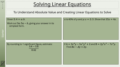 1.4 Higher Solving Linear Equations