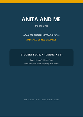 Complete 50-page Anita and Me study guide for the 2027 exam series
