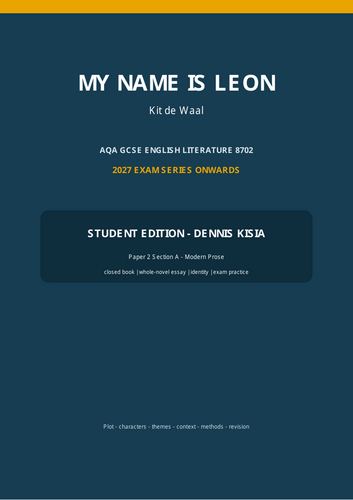 50-page My Name is Leon study guide for the 2027 exam series onwards.