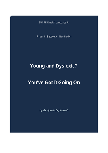 Young and Dyslexic - Free taster resource