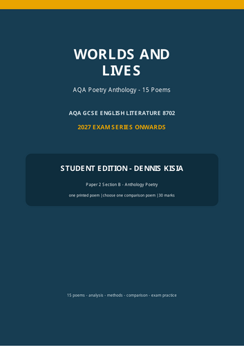 Complete 50-page Worlds and Lives poetry study guide for the 2027 exam series onwards