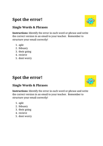 Typing - Spot the Error