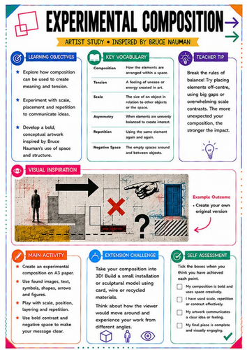 Bruce Nauman Artist Study – Experimental Composition | KS3 Conceptual Art Worksheet