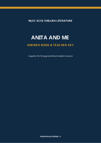 WJEC  study pack for Meera Syal’s Anita and Me, designed around Unit 1 Section A