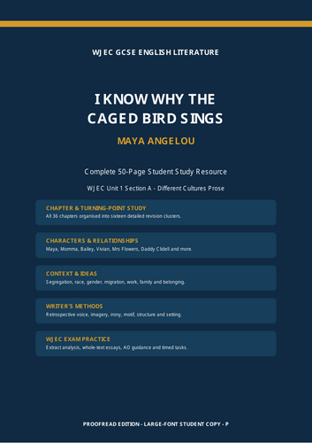 Study pack for Maya Angelou’s I Know Why the Caged Bird Sings