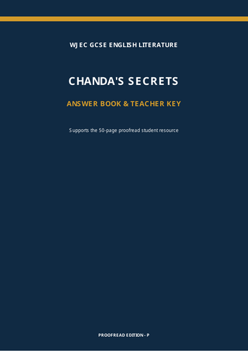 WJEC  study pack for Allan Stratton’s Chanda’s Secrets,
