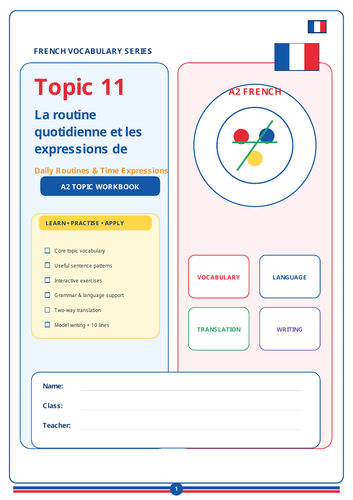 La routine quotidienne/ Daily routine in french worksheet