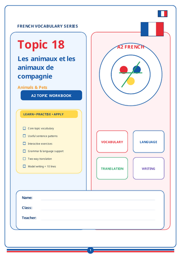 DOMESTIC ANIMALS IN FRENCH WORKSHEET