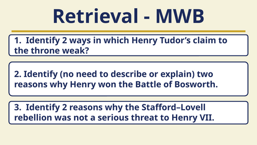 OCR Y106 The Early Tudors - Henry VII - Lesson 3 - Simnel Rebellion