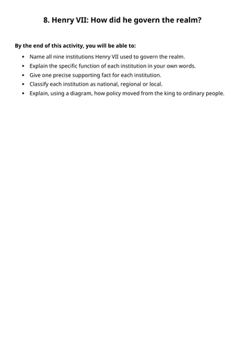OCR Y106 The Early Tudors - Henry VII - Lesson 7 -  governing the realm