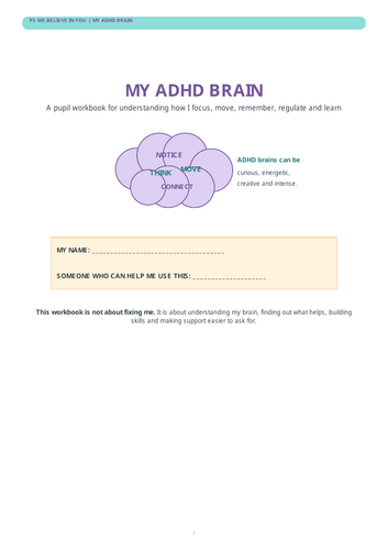 My ADHD Brain - pupil workbook
