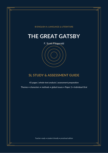 IB  SL study guide to F. Scott Fitzgerald’s The Great Gatsby.