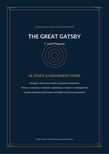 IB  HL guide to F. Scott Fitzgerald’s The Great Gatsby.