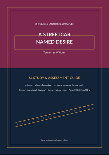 IB SL study and assessment guide to Tennessee Williams’ A Streetcar Named Desire.