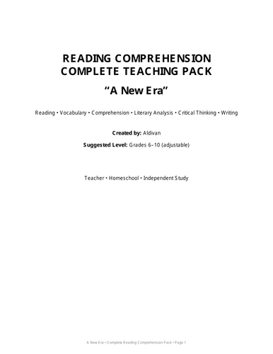 Reading Comprehension Worksheet: A New Era | Complete Reading & Writing Pack
