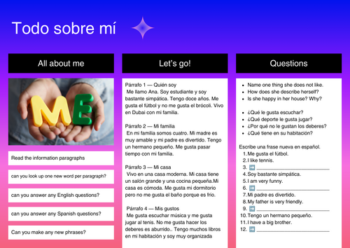 Todo sobre mí - reading and writing