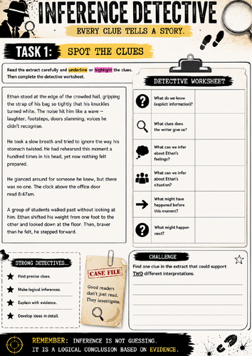 Inference Detective | GCSE English Language Inference Skills | Reading Lesson & Worksheets