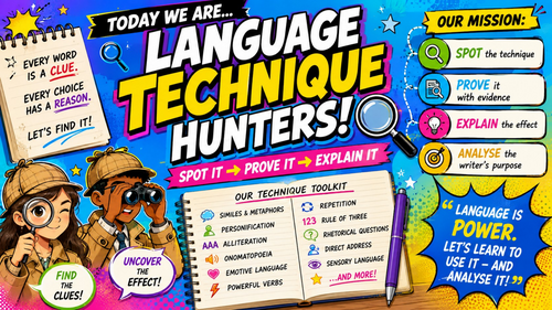 Language Technique Hunters – GCSE English Language Analysis Lesson | Fiction & Non-Fiction